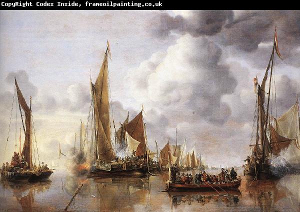 Jan van de Capelle The State Barge Saluted by the Home Fleet